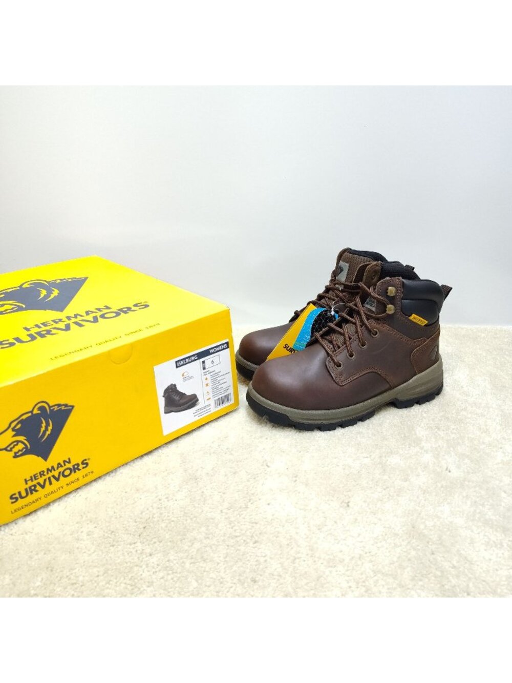 Herman Survivors Womens US 6 Iselburg Brown Steel Toe Waterproof Work Boots NIB